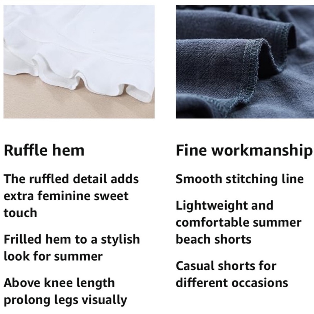 HUUSA Women's Orange Rust Ruffle Shorts with Pockets, Small - Picture 4 of 10